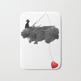 Catching hearts Bath Mat | Digital, Boat, Astray, Hook, Thelove, Cloud, Catching, Hunt, Graphicdesign, Shadow 