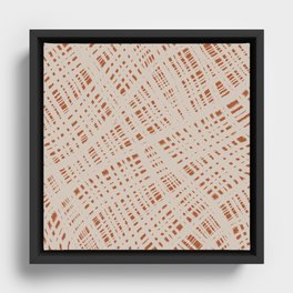 Rough Weave Abstract Burlap Painted Pattern in Putty and Clay Framed Canvas