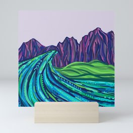 Purple Coast Mini Art Print | Abstract, Coast, Surf, Digital, Hawaii, Island, Pop Art, Painting, Coastline, Acrylic 