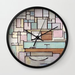 Piet Mondrian (Dutch, 1872-1944) - Title: Composition with Color Planes: FAÇADE - Date: 1914 - Style: De Stijl (Neoplasticism), Cubism - Genre: Abstract - Medium: Oil on canvas - Digitally Enhanced Version (2000 dpi) - Wall Clock