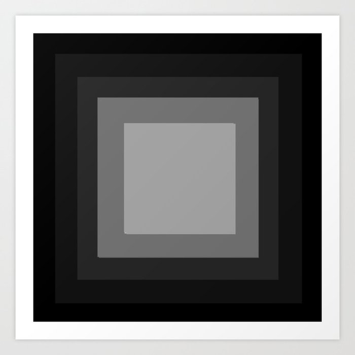 Black and Grey Geometric Squares and Rectangle Minimalist Boxes   Art Print