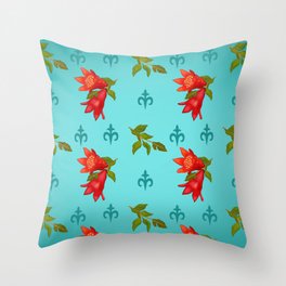 Red flower,Flowering Pomegranate Throw Pillow