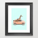 GIRAFFE CAR Framed Art Print