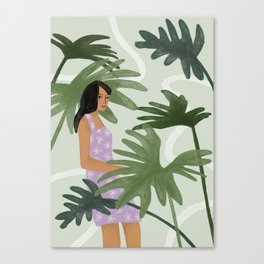 Girl Jungle Print Canvas Print