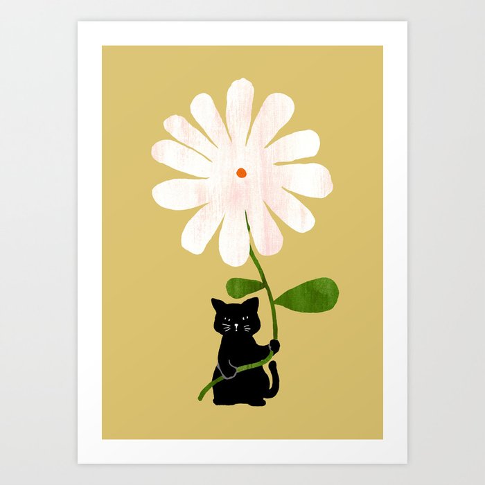 Cat with flower Art Print