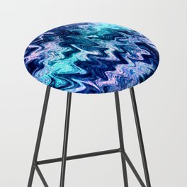 Mystical Cyan and Pink Waves Abstract Bar Stool