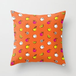 Quirky Oranges | Fun Citrus Pattern | Fluorescent | Throw Pillow