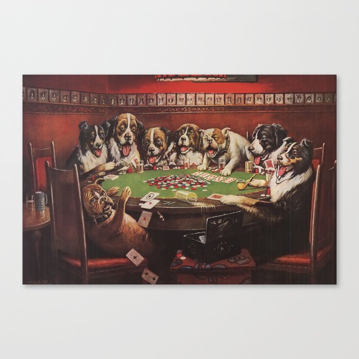 Poker Sympathy - Cassius Marcellus Coolidge Dogs Playing Poker Painting Canvas Print
