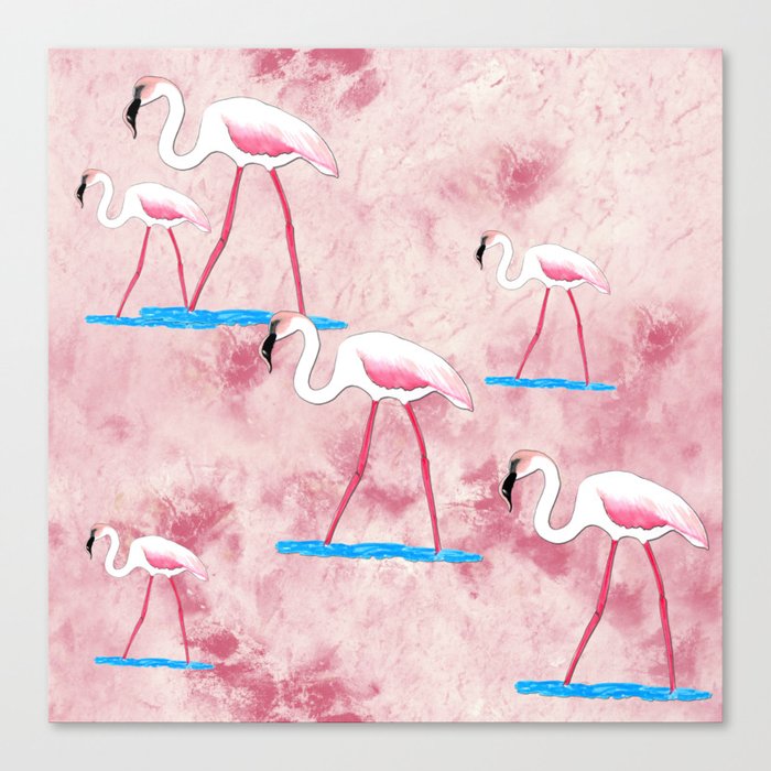 Pink flamingos seamless pattern  Canvas Print