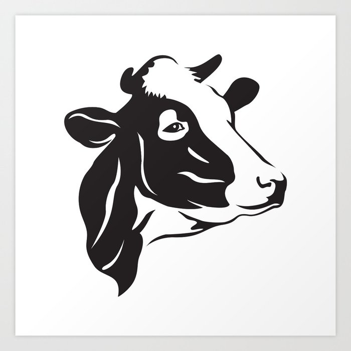 Cow Head Stylized Symbol Portrait Silhouette Art Print by Bear Store |  Society6