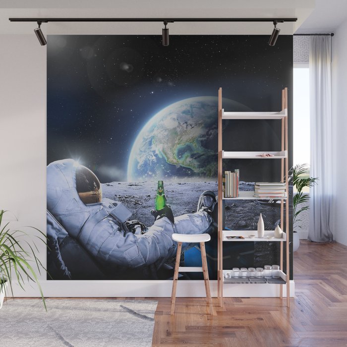 Astronaut on the Moon with beer Wall Mural
