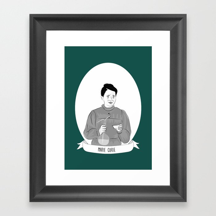 Marie Curie Illustrated Portrait Framed Art Print