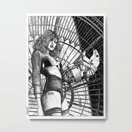 asc 325 - La dame de voyage II (The starship escort girl II) Metal Print | Love, Illustration, Black and White, Comic 