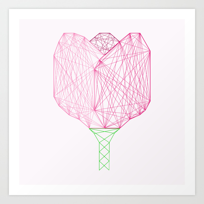 Purple Abstract Art Geometric Tulip Flower Art Print By