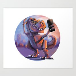 Dinosaur taking a selfie Art Print