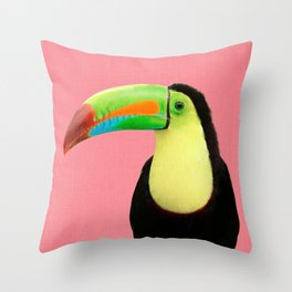 Toucan Bird - Pink Throw Pillow