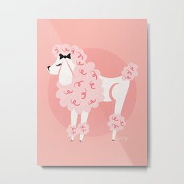 Poodle Puffs – Pink Metal Print