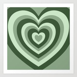 Hypnotic Green Hearts Art Print