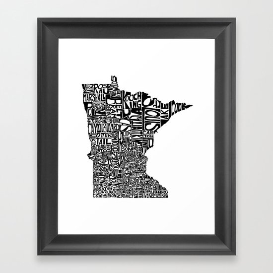 Typographic Minnesota Framed Art Print