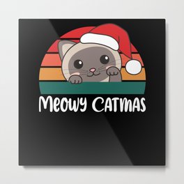 Merry Catmas Funny Cat Christmas Pun Metal Print