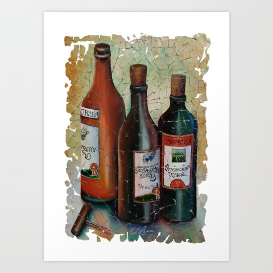 Vintage Georgian Wine Fresco Art Print