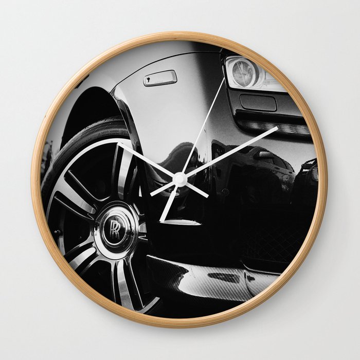 Rolls Rims // Black and White Luxury Super Car Photography Real Life Street Shots Wall Clock
