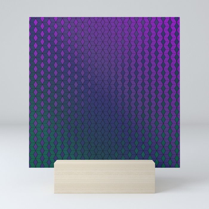 Gradient cube pattern cold Mini Art Print