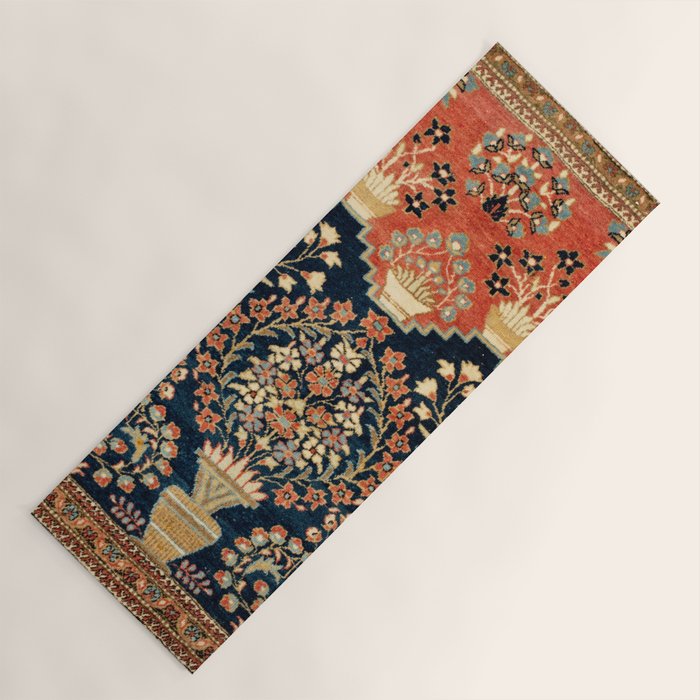 Kashan Poshti Antique Central Persian Rug Print Yoga Mat by Vicky Brago