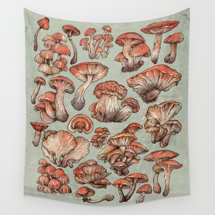 A Series of Mushrooms Wall Tapestry