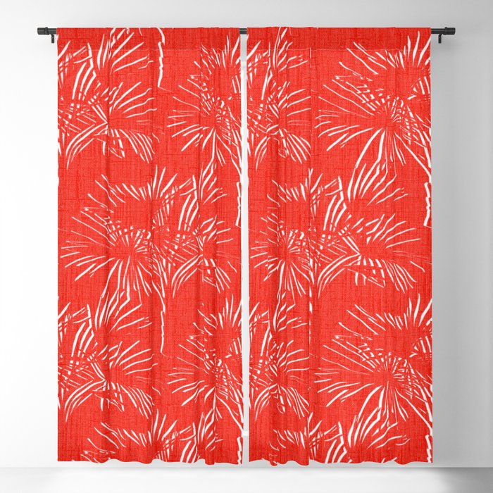 70’s Retro Palms Red Blackout Curtain