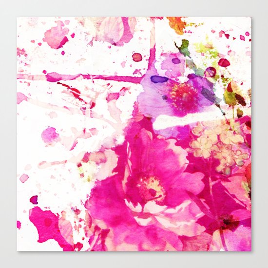 flower and splash in pink Canvas Print