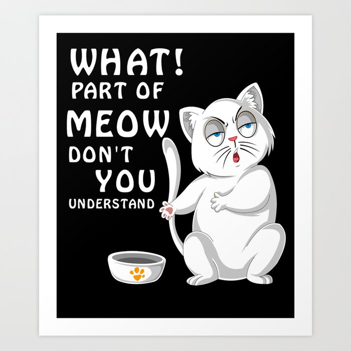 cat what part of meow dont you understand Art Print