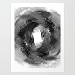 Black and Grey Modern Abstract Brushstroke Painting Vortex Art Print