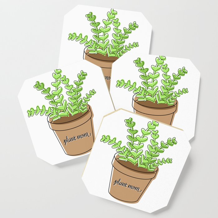 Plant Mom Green Potted Plant Coaster