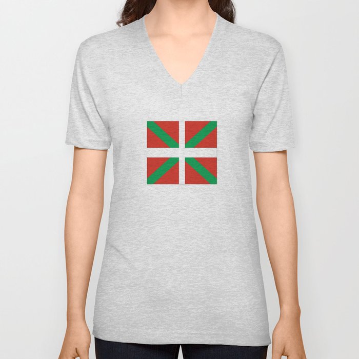 Flag of Euskal Herria-Basque,Pays basque,Vasconia,pais vasco,Bayonne,Dax,Navarre,Bilbao,Pelote,spain V Neck T Shirt