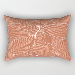 Terracotta Tropical Leaves Pattern Rectangular Pillow