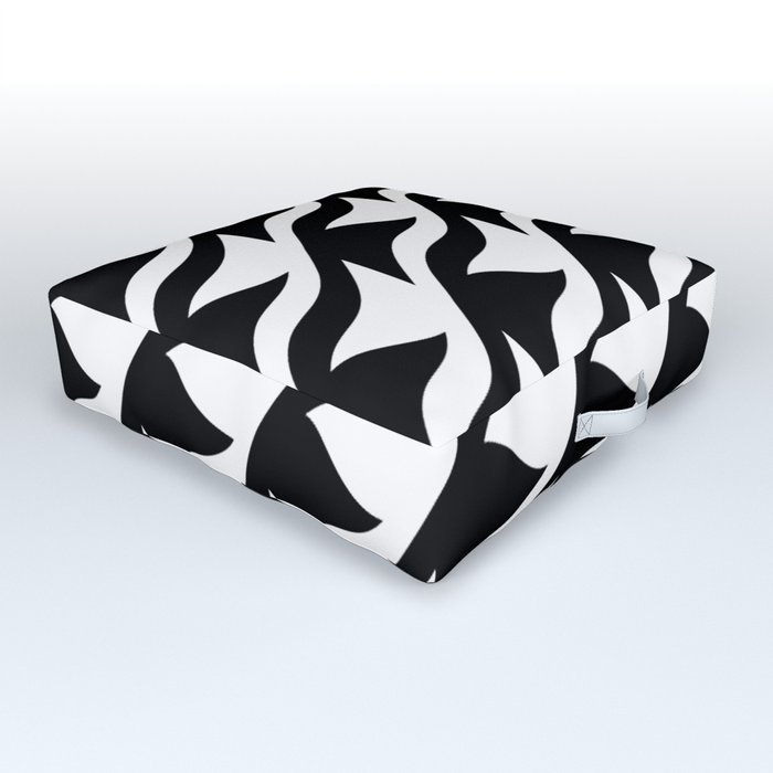 BLACK AND WHITE Geometric Pattern Background Outdoor Floor Cushion