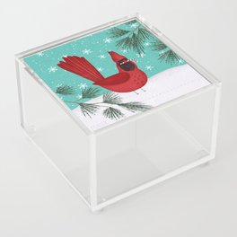 Whimsical Holiday Cardinal 2 Candy Cane Acrylic Box