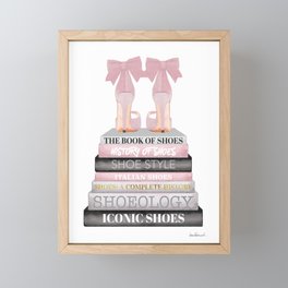 Books, Pink, Blush,Shoes, Fashion books, Fashion illustration, Fashion, Amanda Greenwood, watercolor Framed Mini Art Print