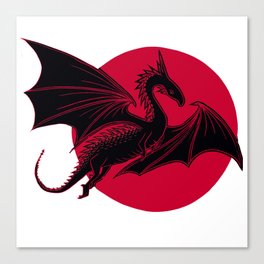 Dragon and Moon Lino Print Canvas Print
