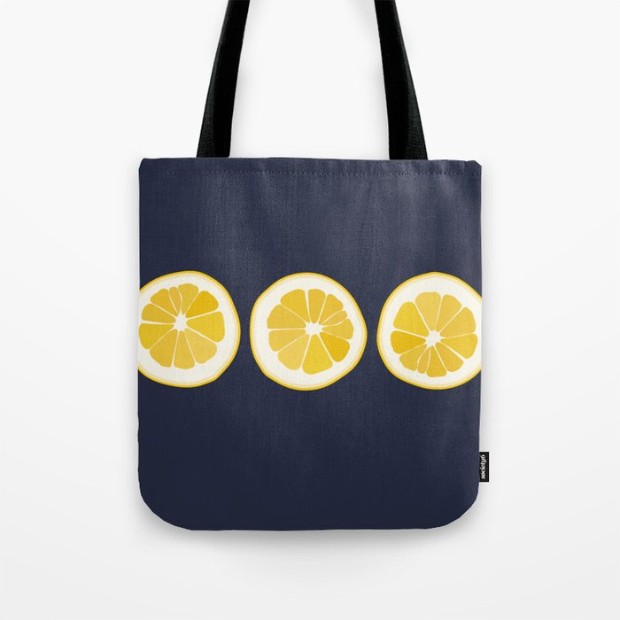 Citron - Lemon on Dark Blue Art Design Pattern  Tote Bag