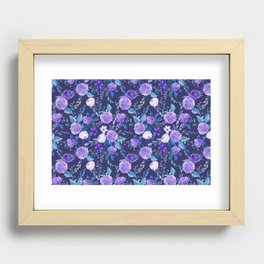 Watercolour flowers ,hydrangea,vintage roses, floral summer pattern Recessed Framed Print