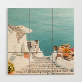 Santorini Stone Pathway to the Sea Wood Wall Art