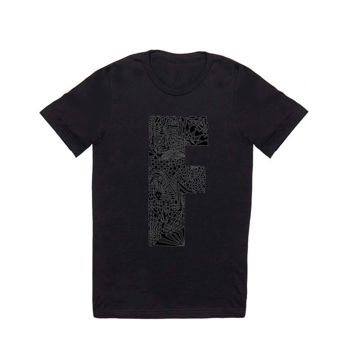 Alphabet Letter F Impact Bold Abstract Pattern (ink drawing) T Shirt