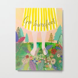GO BAREFOOT Metal Print | Children, Natural, Illustration, Grass, Feet, Watercolor, People, Trees, Digital, Acrylic 
