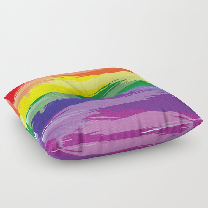 Abstract Rainbow | Rainbows | Colorful Stripes | Brush Strokes | Floor Pillow