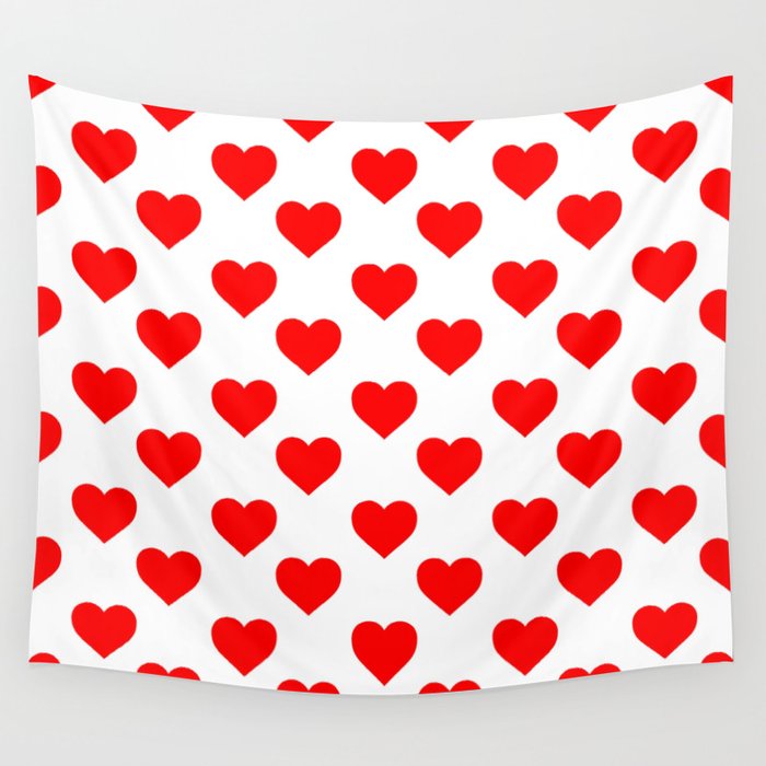 Hearts (Red & White Pattern) Wall Tapestry