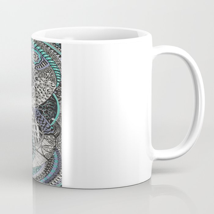 Zentangle Inspired Art Drawing titled "Tangled Circles" Coffee Mug