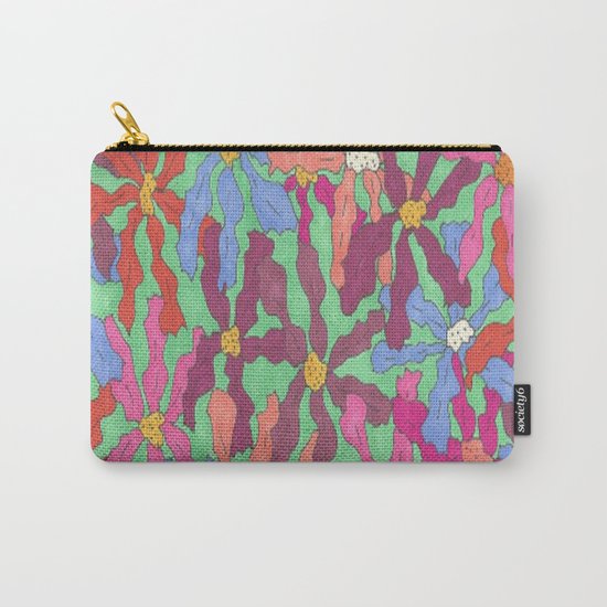Colorful Retro Floral Print Carry-All Pouch