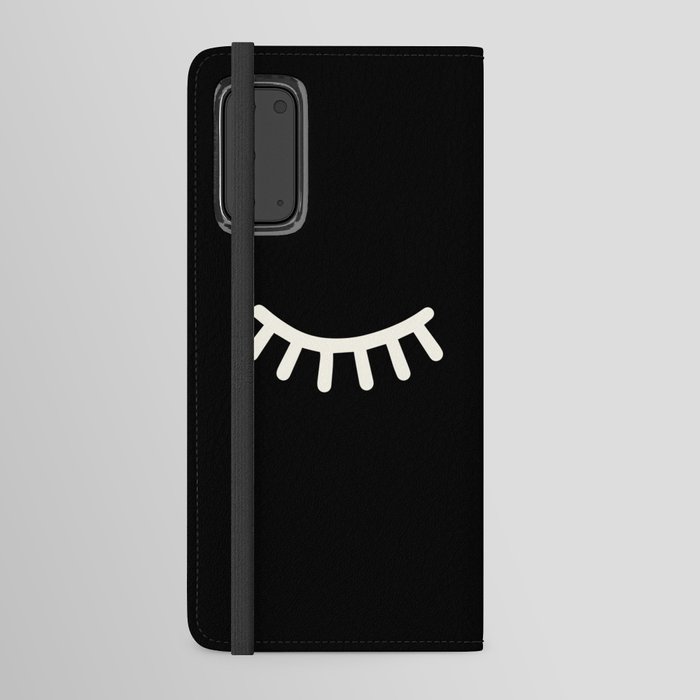 Eyelashes | Black & White Sleeping Eyes Android Wallet Case